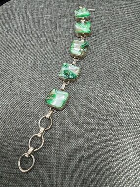 Green Abalone Shell Link Bracelet - Women Jewelry